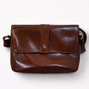 Ashwood Brown Leather Crossbody Bag Heavy Metal Hardware
